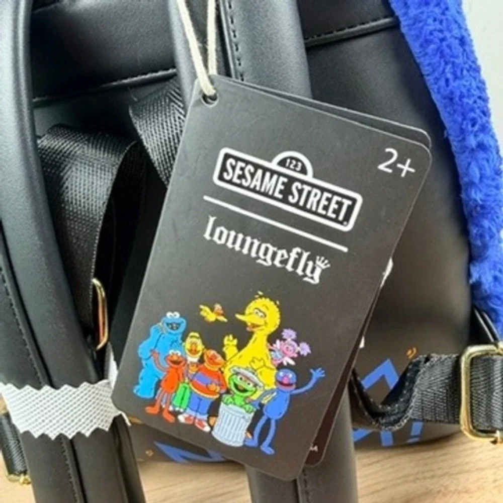 Loungefly Sesame Street Cookie Monster Mini Backpack and Coin Purse Furry NEW